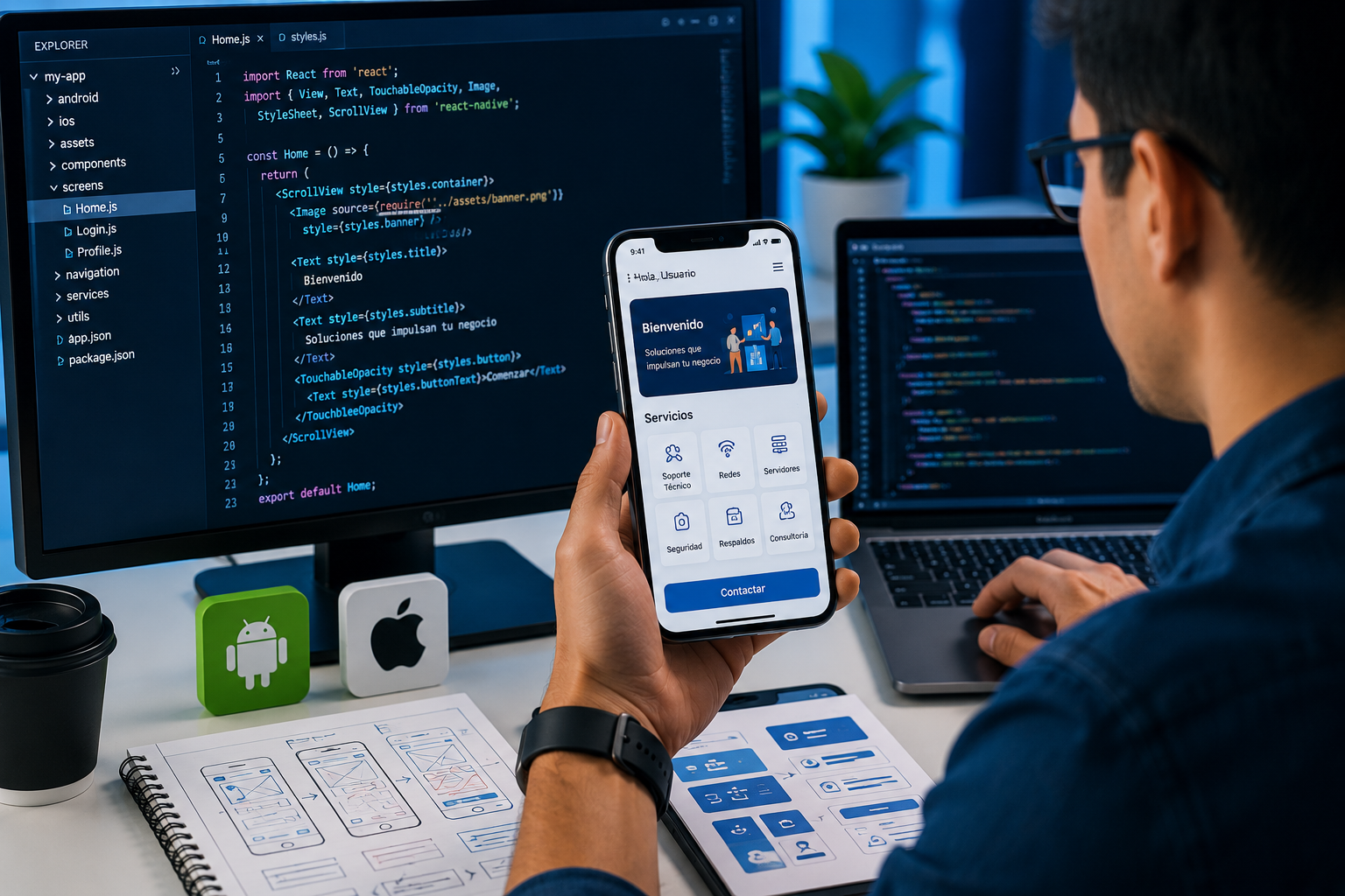 Desarrollo de aplicaciones móviles Android e iOS para empresas