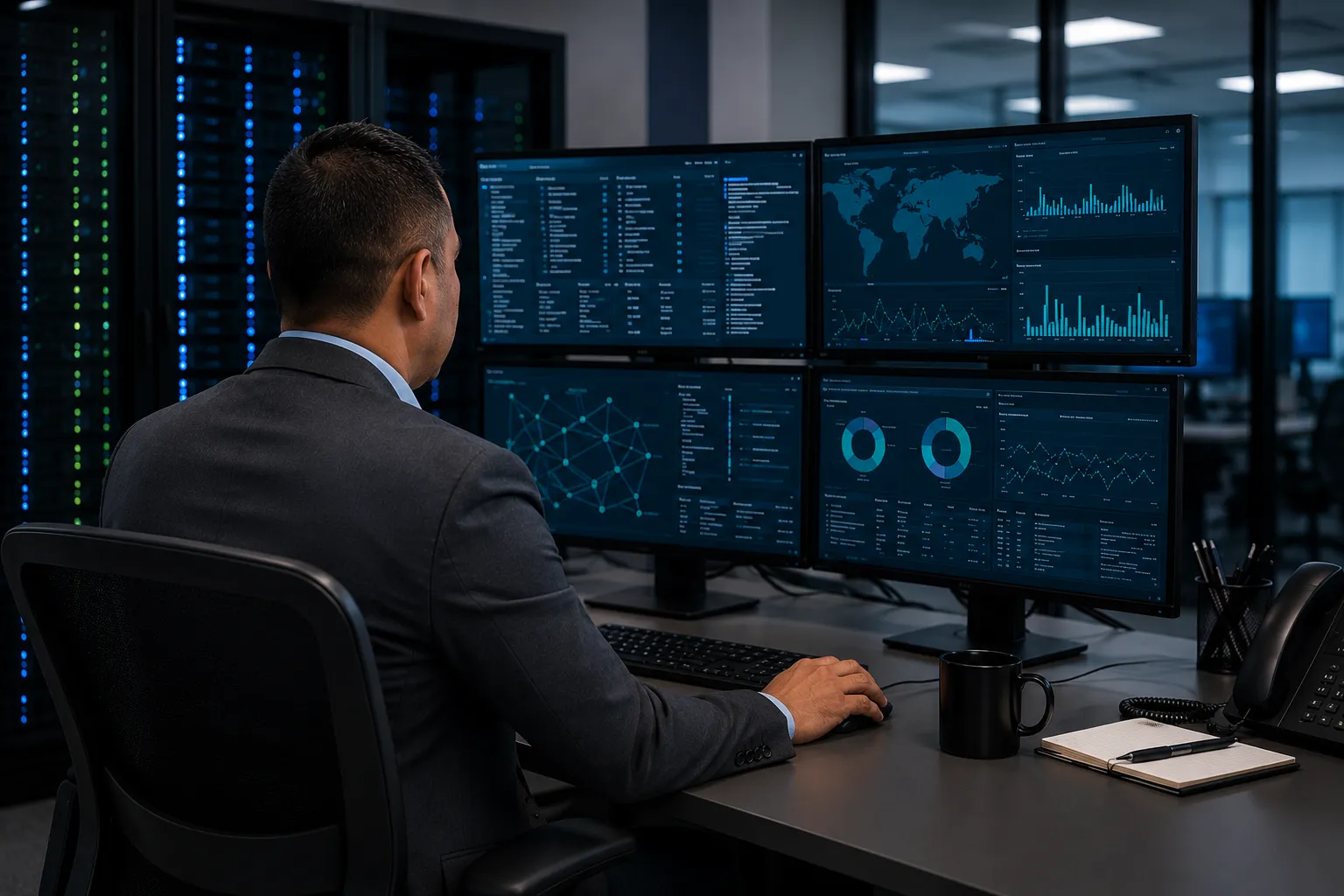 Servicios de ciberseguridad para empresas, protección de servidores, redes y estaciones de trabajo